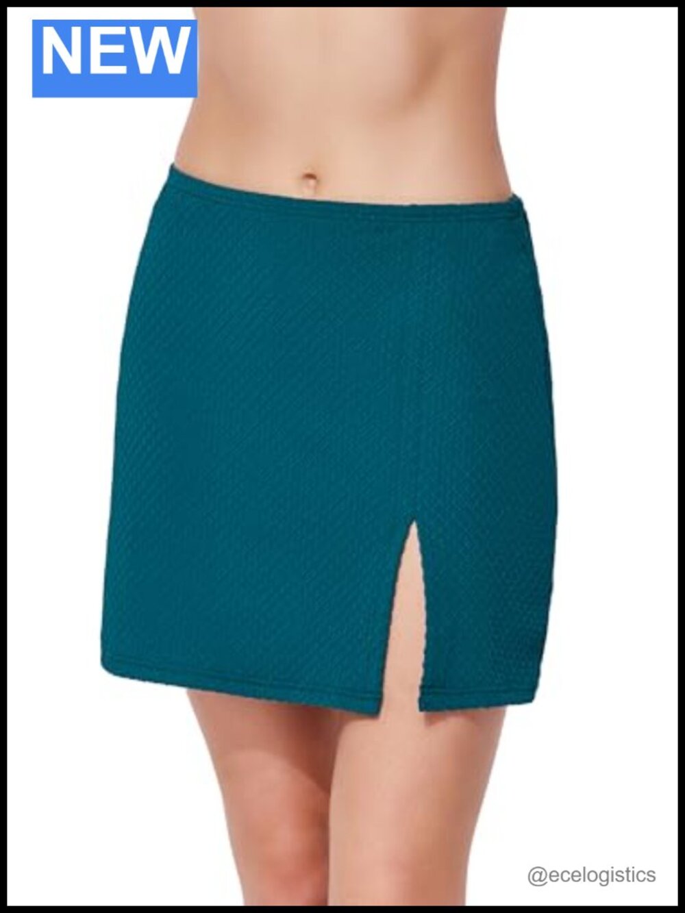 Textured Pull-On Skirt Cover-Up Side Slit Beach Swim Coverup